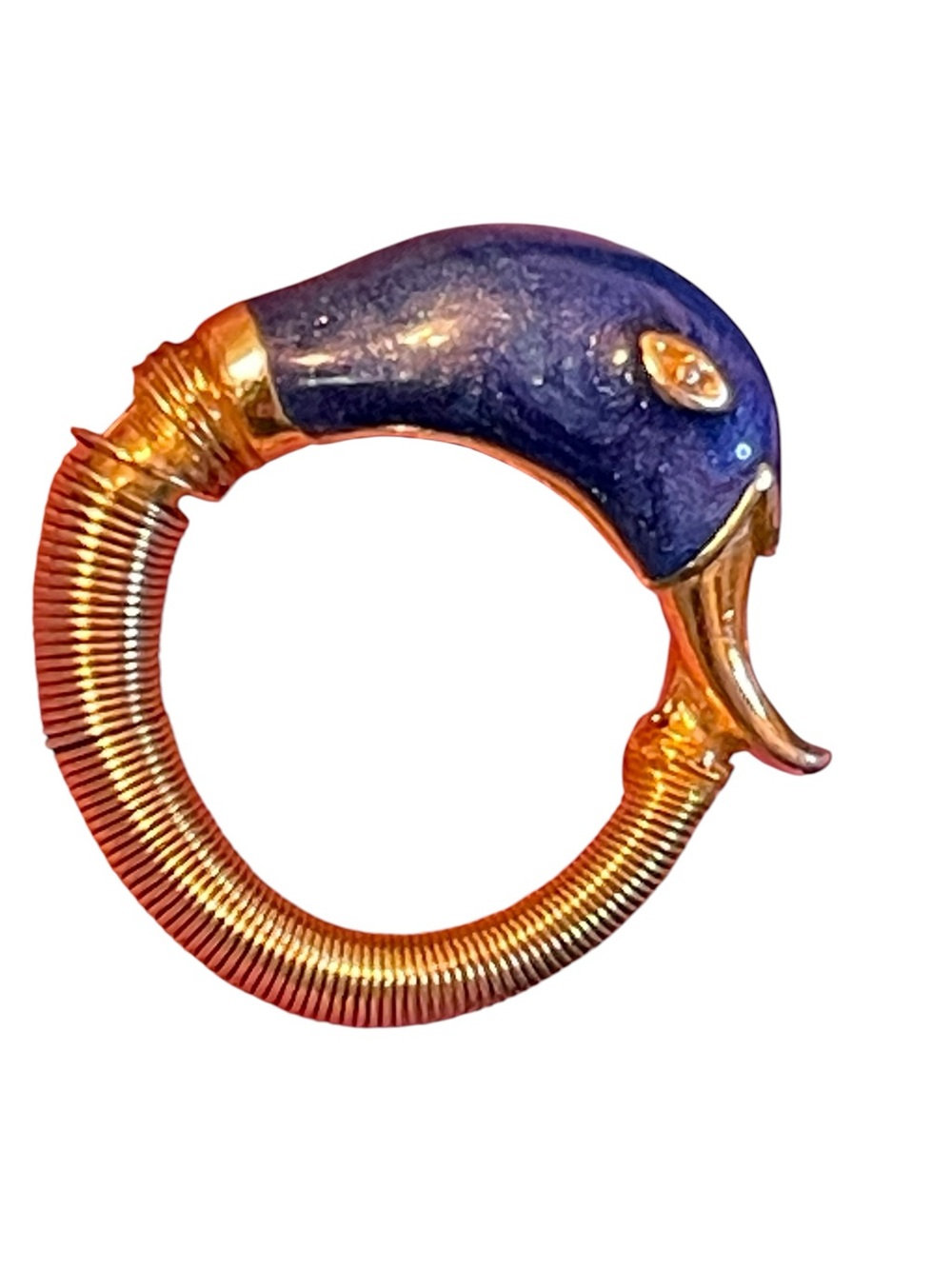 *RARE* Vintage Orena Paris Mallard Duck Head Coiled Stretch Ring - Picture 9 of 11